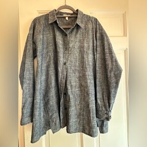 Eileen Fisher Women's Blue  Button Down Shirt- Medium